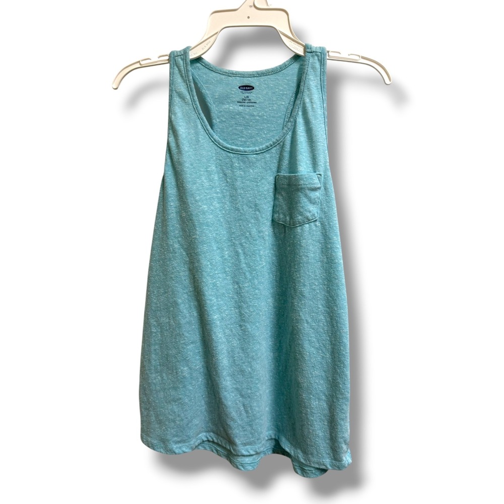 Old Navy Kids Turquoise Heather Racerback‎ Pocket Tank Top Size L 10-12
